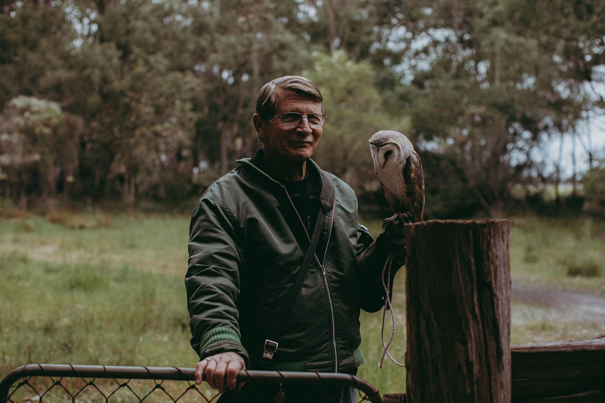 Phil and owl at Eagles Heritage. Photo credit Ryan Murphy