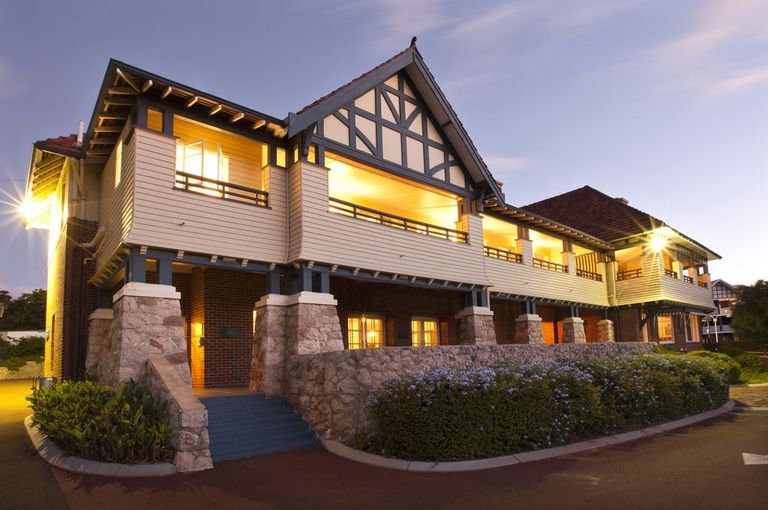 Exterior of Caves House Hotel at night, Yallingup.