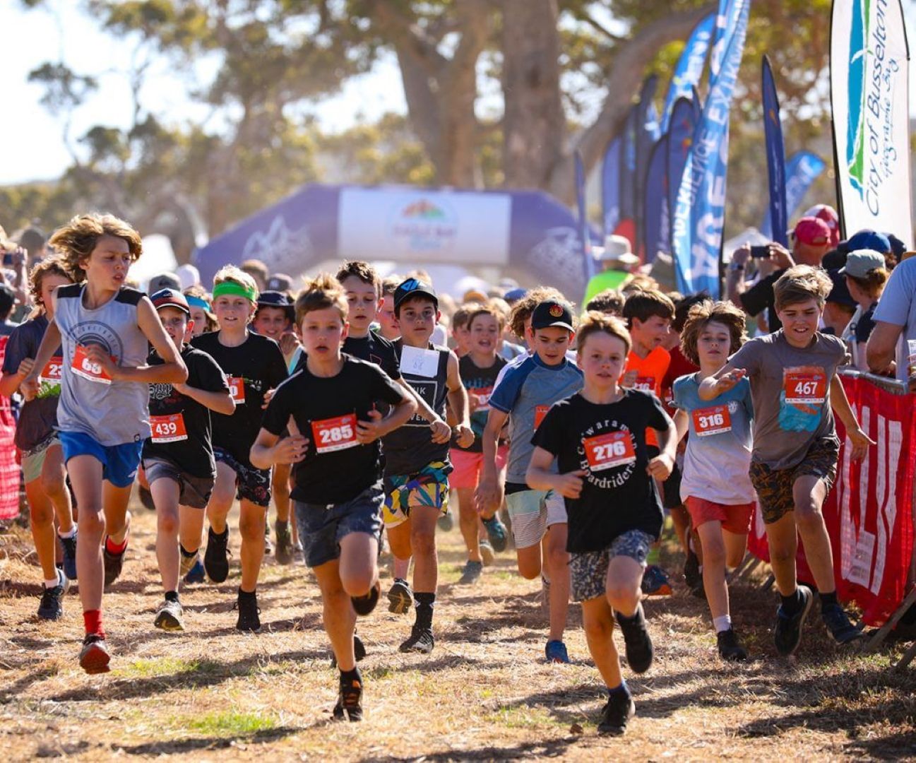 Kids running at the Eagle Bay Epic Adventure Race.