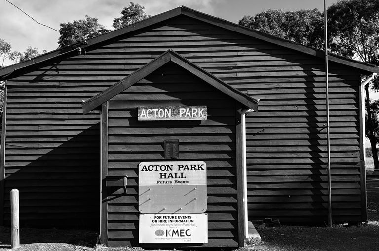 Black and white photo of Acton Park Hall