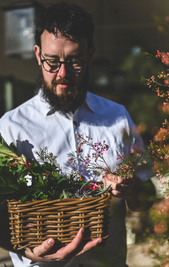 Head Chef Travis Crane works with what he can find from their organic Kitchen Gardens.