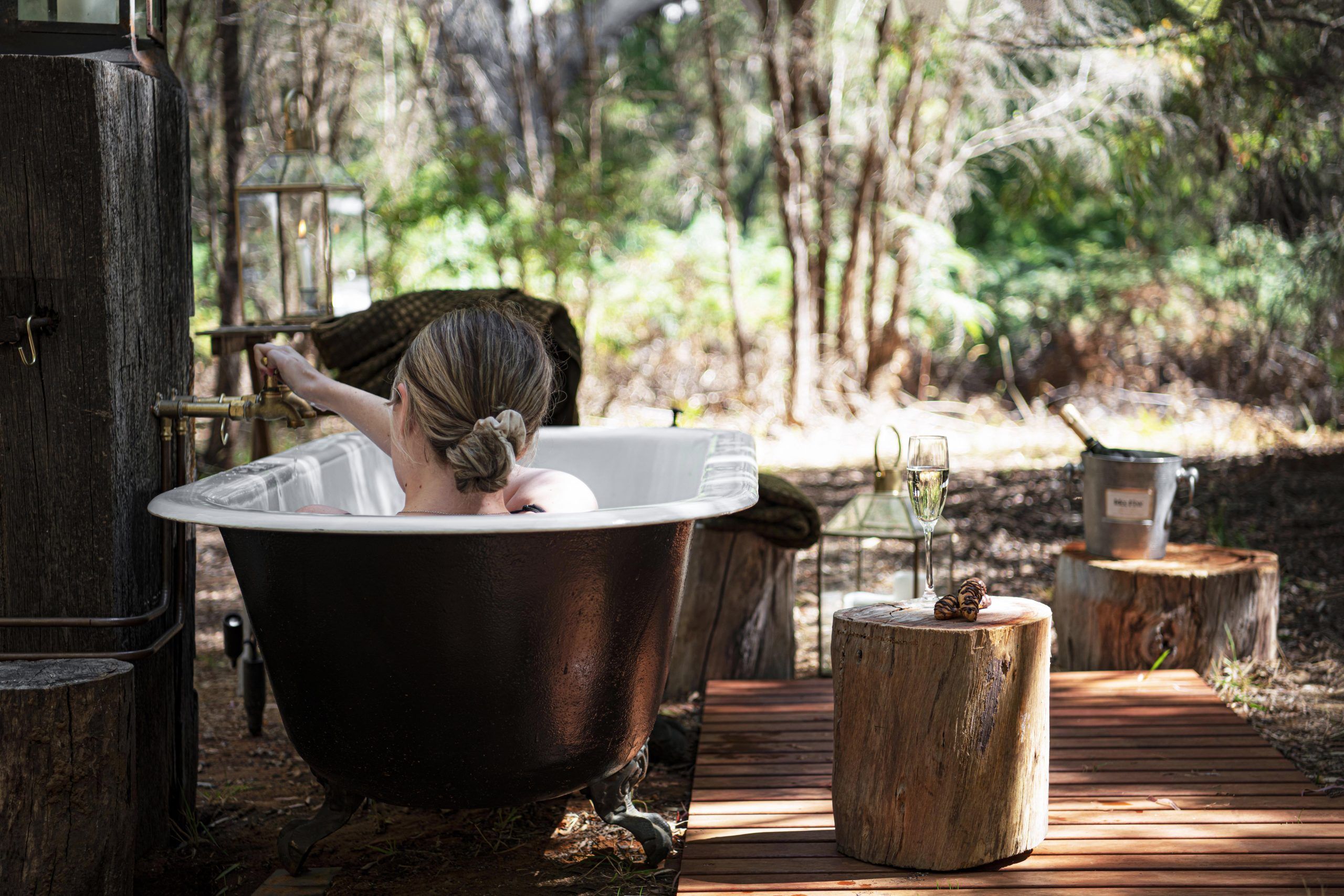 Walk Talk Taste glamping experince outdoor bath