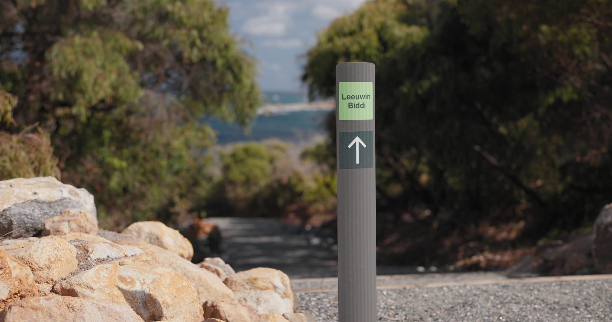 Photo of a trailhead reading - Leeuwin Biddi Trail