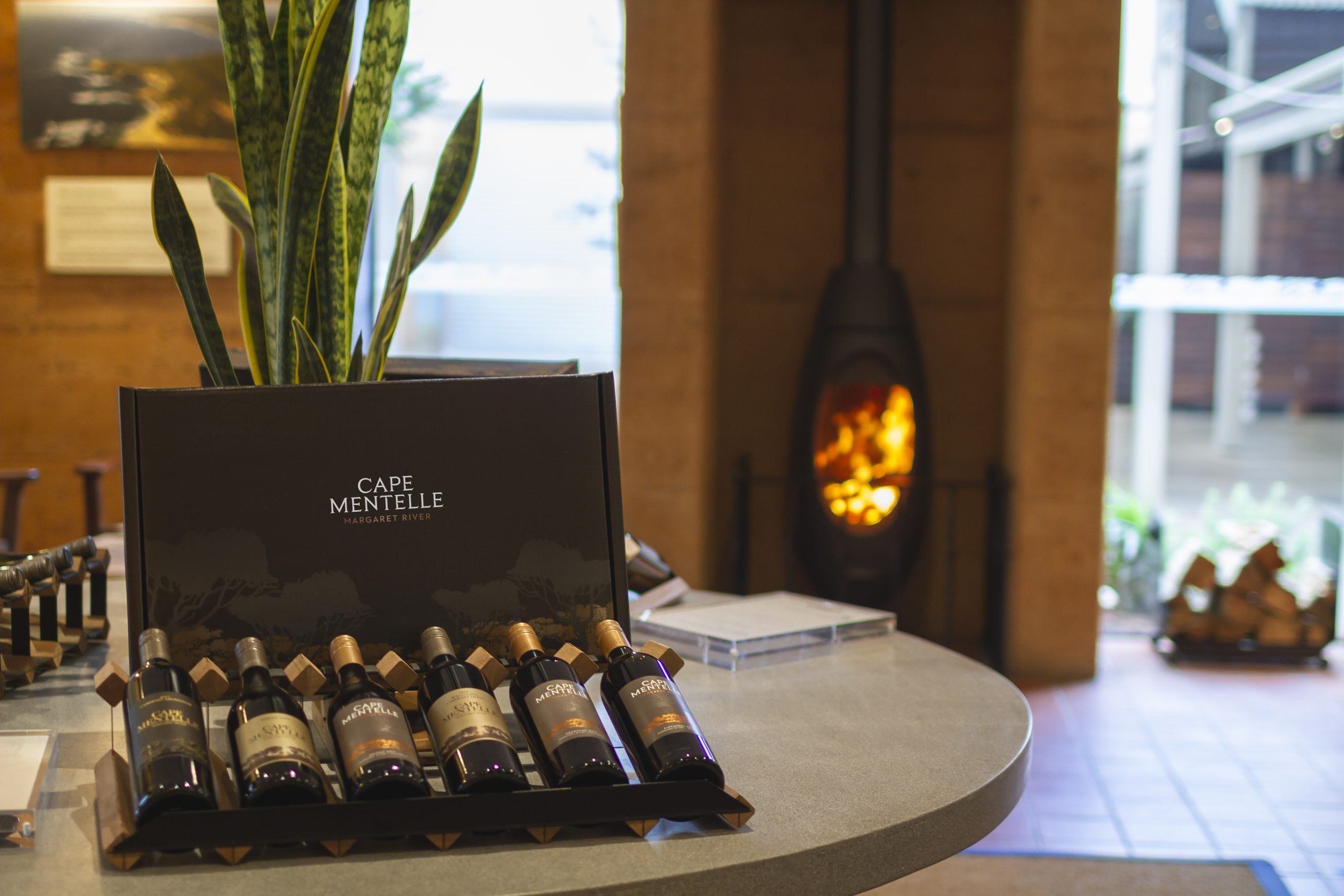 Cape Mentelle wine with fire in background